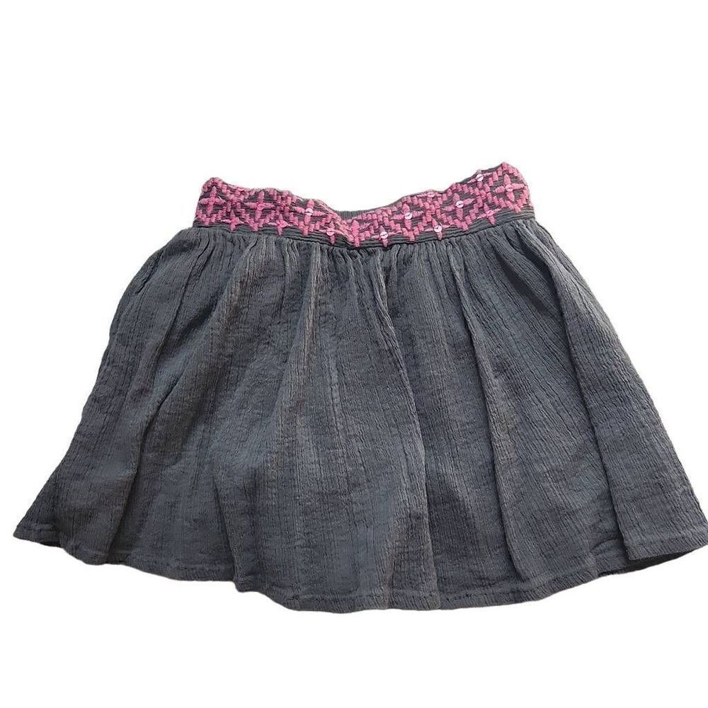 Jak & Peppar Girls Size 5 Gray Pink Embroidered Skater Skirt